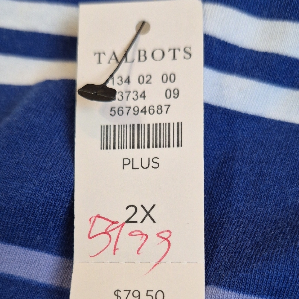 NWT Talbots Blue With White & Green Stripes. Size 2X - Picture 10 of 10